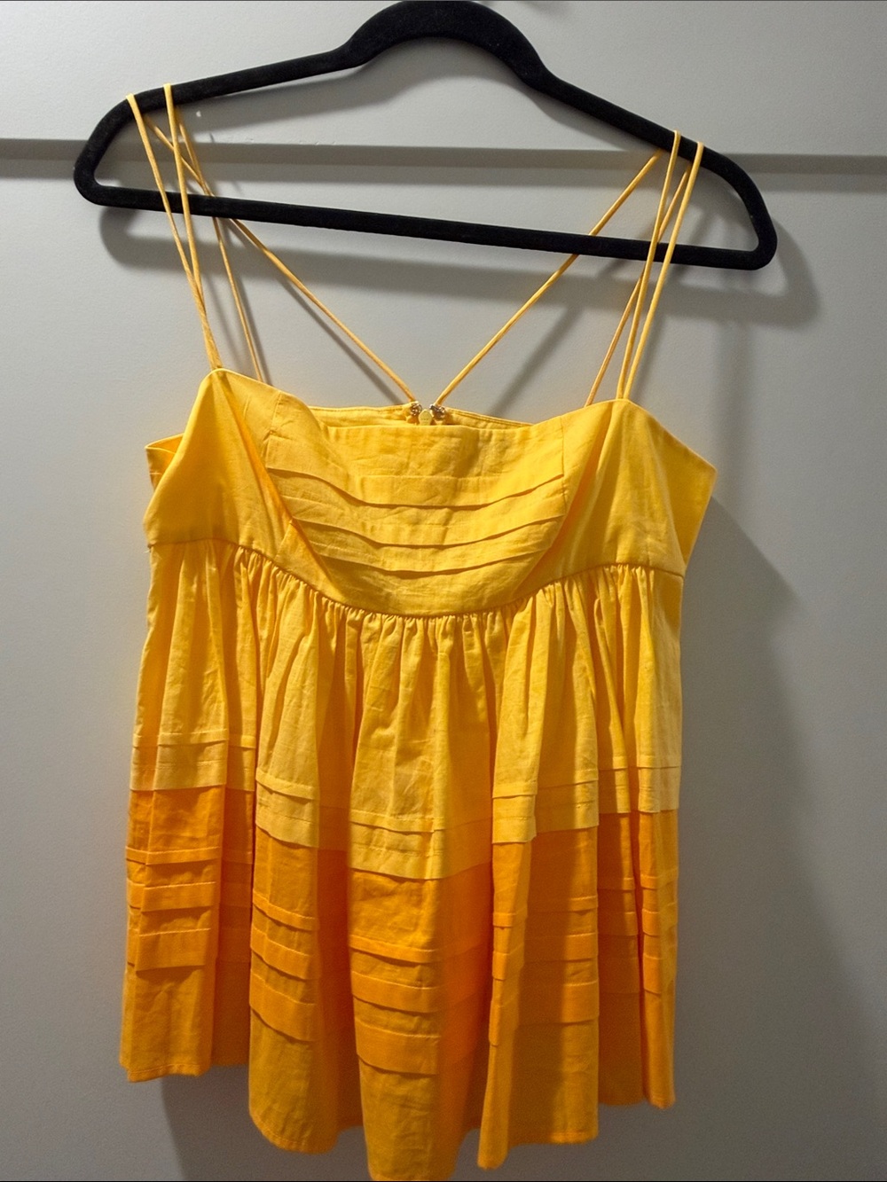 STAUD Yellow Tiered Cami with Double Spaghetti Straps